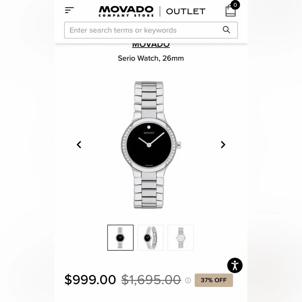 Authentic Movado Serio Watch Classic Minimalist Swiss Luxury + Certificate